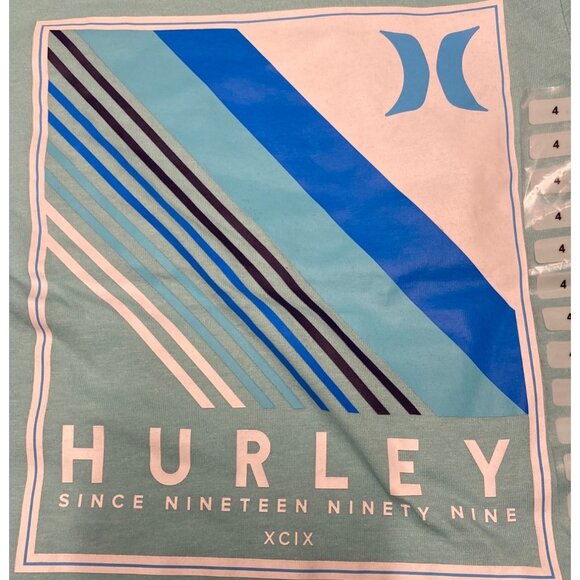Hurley unisex kids T-Shirts 2-Pack Size 4 Blue & Navy Graphic Prints Cotton Blen - Picture 3 of 5